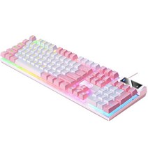 PC 컴퓨터 게임 사무실을 위한 유선 기계식 게임용 키보드 USB RGB 백라이트 LED 조명 효과, 435x130x25mm, ABS 플라스틱, 화이트 핑크