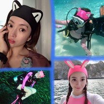 캐릭터다이빙후드 귀여운 고양이 스쿠버모자, H