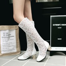여성 여름 펀칭 부츠 롱 부츠 레이스 부츠