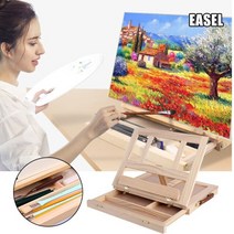 이젤 나무 철제 미니 이젤 휴대용 접는 다기능 회화 아티스트 책상 경량 스탠드 실내 야외 그림 264, 협동사, 갈색