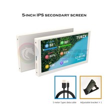 보조모니터 AIDA64 미니 ITX PC 케이스 3.5/7 인치 IPS TYPE-C DIY 컴퓨터 보조 화면 CPU GPU RAM HDD 모니터링 USB 드라이브, CO0072-5-TypeC-White