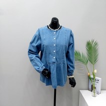 [가을 무배] 청단추 반트임 데님 블라우스 2컬러