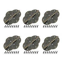 Yinpecly 6피스 캐비닛 도어 힌지 6.9cm x 5.3cm x 0.02인치 브론즈 톤 도어 캐비닛 철 경첩 홈 오피스 윈도우 주얼리 박스 표면 페인팅에 적합 일부 나사 포함