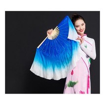 Yangko 무대 공연 접이식 선풍기 밸리 댄싱 실크 팬 베일 민속 예술 빅 사이즈 75cm29.5 인치, 1pcs right 1pcs left, Option9