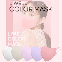 리웰 2D 새부리형 컬러 마스크 1매입 대형마스크 5매 9가지 칼라( 와이엠 KF94 동일)/ 국내생산, 리웰베이지