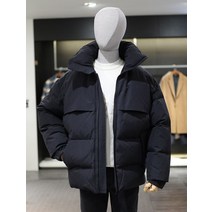 티아이포맨 티아이포맨 22 F/W 오버핏 블랙 하이넥 후드 프리미엄 구스다운 패딩 점퍼 M228MJPM551 (P002451686)