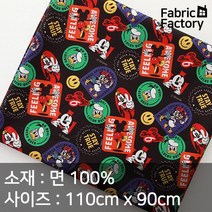면 100% 원단 퀼트하기 좋은 20수 디즈니원단 미키프렌즈 비비드라벨 SH