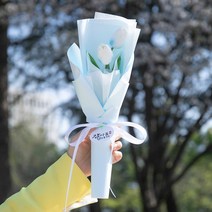 발표회 재롱잔치 기념일 생일선물 비누꽃 꽃다발 튤립 화이트 두송이, 비누꽃 꽃다발 튤립 화이트 두송이_3G23