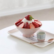 키친앤유 여름 빙수볼 21종/도자기 예쁜 빙수 팥빙수 그릇 카페 업소 아이스크림 화채 볼, 핑크빙수볼, 1개