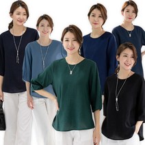 우일 여성 인견 무지 7부 블라우스/티셔츠/엄마/아줌마옷 상의