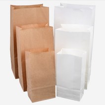 크라프트 무지 각대 종이 봉투 감자튀김 붕어빵 도너츠 빵 꽈베기 베이커리 봉지, 색상/사이즈, 대 - 브라운