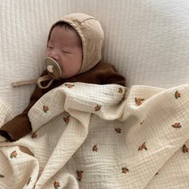 블랭킷 담요 신생아 유아 사계절 면 아기담요 유모차이불, 체리블루