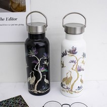 나빌레라 국산 스테인리스 자개텀블러(송학) 500ml, 화이트