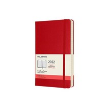 Moleskine 클래식 12개월 2022 데일리 플래너 하드 커버 라지(12.7cm x 21cm(5인치 8.25인치) 스칼렛 레드118737, Daily