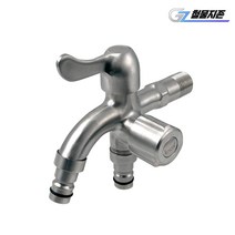 스텐 양갈래 양커플링 수도꼭지 (핸들형) 일반 베란다 두갈래 세탁기 연결