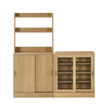 [까사미아] onion 진저 유리 선반 수납장 세트, 내추럴