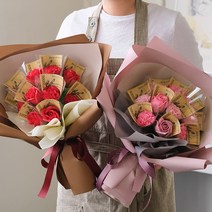 [DIY꽃다발] 비누카네이션장미믹스 용돈꽃다발만들기, ②20송이, 레드