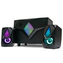 지군 GS4000 2.1CH LED 우퍼스피커 소리 음악 사운드 오디오 라이트 앰비언트 레인보우 서브 덕트 BASS 5V 전원 연결 컴퓨터 게이밍 영화 영상 볼륨조절 재생, 지군 GS4000 스피커