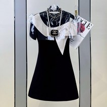 블랙 정장 미니 여름 하객 원피스 코코 배색 반팔 드레스 키작녀 결혼식 상견례룩 p14