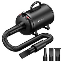 애완동물-헤어-건조기 5노즐이 있는 강아지 건조기 5.2HP 3800W 반려동물 그루밍 속도 조절 및 온도조절 도그 블로우, Black-1