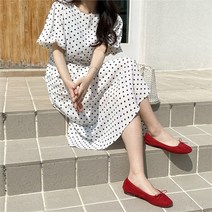 [] 여자 도트 셔링 데이트룩 특별한날 나들이 롱원피스