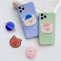 아크릴톡 3M 에폭시그립톡 그립팝 거치대 톡홀더 스마트톡 캐릭터 이지그립 스마일 스마트폰 악세사리, 베어블루