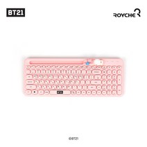 BT21 무선 키보드 캐릭터 노트북 치미 타타 쿠키 알제이 코야 슈키 망 귀여운 굿즈 디자인 편집 사무용 업무용 타자기 동그란 조약돌 리틀버디, BT21블루투스무선키보드 알제이