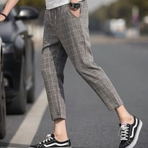 가바바 남성 빅사이즈 린넨 바지 체크무늬 긴바지 G11050
