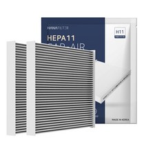 [1+1] H11 하나 차량용 에어컨 필터 PM2.5 PM1.0 초미세먼지 유해물질 헤파, 2+2개, HF-11