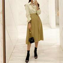 퍼니걸스 1880 배색 스트라이프 셔츠 롱 원피스 여성의류