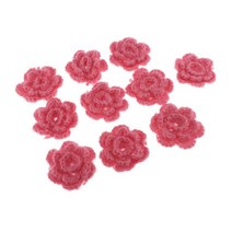 10pcs 원사 손으로 뜨개질 꽃 appliques embellishments 5cm 빨간색, 설명한대로, 빨간