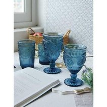 엔틱 감성 블루 글라스웨어 강화유리잔