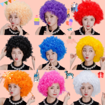 뽀글이가발 백발가발 할머니가발 레게 노래방 어린이, 점보가발 핑크