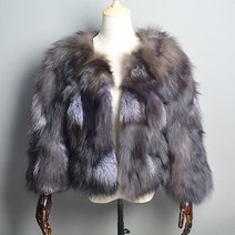 밍크코트 모피 세련된 여성 명품 뜨거운 판매 진짜 실버 여우 코트 겨울 따뜻한 천연
