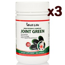 Welllife 웰라이프 조인트 그린 글루코사민 상어연골 180캡슐 x3팩