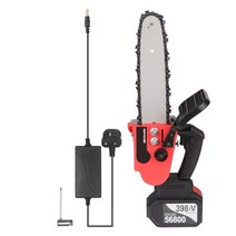 [해외]21V 브러시리스 무선 전기톱 6-Ah 배터리 고속 충전기 포함 나무 벌목용 자동 장력 10인치 전기톱 키트, 1pcs 배터리, 유럽 ​​연합