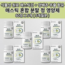 매스틱 메스틱 검 MASTIC GUM 혼합 복합체 그리스 키오스 위 건강 안좋을때 통증 질환 위벽 보호 종합 소화 효소 효소제 식물성 원료 양배추 추출 분말 함유 정 영양제 60정, 5개