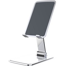 원스바이 메탈소재 다각도 조절 휴대폰 거치대 접이식 탁상용 태블릿 받침대, 실버, 1개