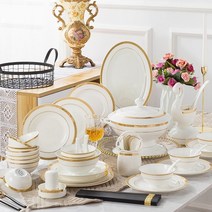 신혼부부그릇 세라믹그릇 도자기세트 홈세트 백화점그릇 디너세트 party dinning table plate sets 음식 36 조각 아침 식사 접시 세트 그릇 접시, 36개