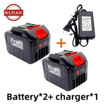 스크루드라이버용 충전식 리튬 배터리 고전류 고방전 21 V 18650 9000mAh 교체, 2 배터리 1 충전기