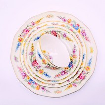 Antique 프랑스 하빌랜드 리모주 테오도어 5피스 세트 명품 디너웨어 유럽 앤틱 커피잔 빈티지접시 플레이팅 손님접대, 컵앤소서/브래드접시/샐러드접시/디너접시(5P)
