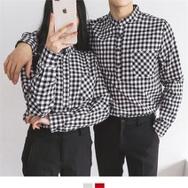 커플시밀러룩 헨리넥 체크 셔츠 A1901