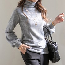 [나크21] (55~88) 벌룬 소매 기모 폴라넥 티셔츠 KO14-T-18