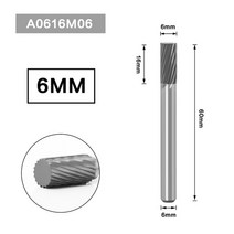 밀링 커터 비트 6mm 금속 드로잉 텅스텐 카바이드 회전 도구 버 cnc 조각 연마 도구 금속 가공 연마, a0616m06