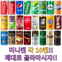 음료수 캔음료 각10캔 골라담기 /탄산음료/과채/과즙/착즙/업소용/소캔/미니캔/콜라, 선택4. 칠성사이다 190ml 10캔