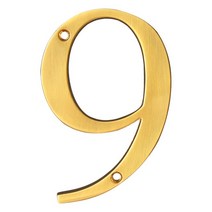황금 10cm 외부 집 번호 아파트 문 야외 사서함 주소 플레이트 사인 아연 합금 4 인치 #0-9, [10] 9
