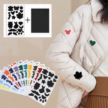 1+1 패딩 의류 수선패치 옷 점퍼 겨울옷 보수 수선 테이프 [디자인+무지], 블랙(디자인+무지)