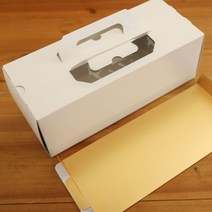 [렛츠베이킹] 손잡이 롤케이크상자 (무지), 손잡이롤케이크박스2개, 화이트