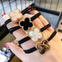 자개 클로버 안아픈 머리끈 짱짱한 로우번 안끊어지는 머리 묶기 똥머리 밴드 3줄 당고 색깔 고무줄 골프 수입 튼튼한 세줄 머리카락 헤어 링 검정 팔찌 포니테일 5종 세트