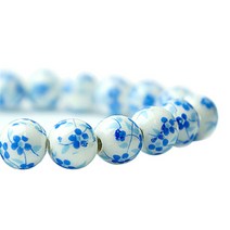 (주)아트인 심플꽃무늬 라운드 세라믹비즈(20개), 12mm, 스카이블루
